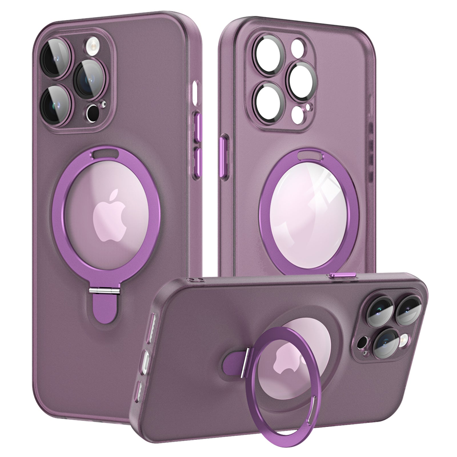 Pro iPhone 14 Pro Max Magnetický stojánek na telefon Kryt na mobil Matný PC TPU kryt s ochranou skleněné čočky Pro iPhone 14 Pro Max Magnetický stojánek na telefon Kryt na mobil Matný PC TPU kryt s ochranou skleněné čočky